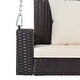 preview thumbnail 16 of 47, 2-Person Wicker Hanging Porch Swing with Chains, Cushion and Pillow