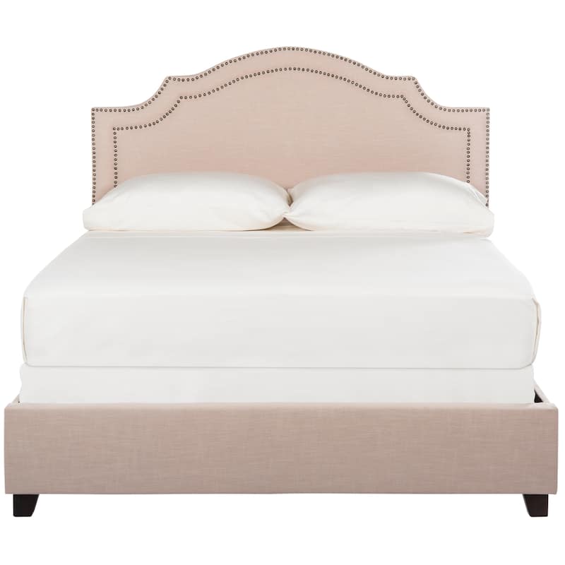 SAFAVIEH Dotty Upholstered Bed - Light Beige - 84Wx59Dx54H
