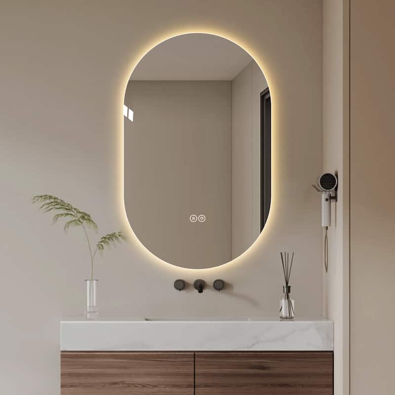 48*30 inch Smart Wall Mounted LED Touch Screen Anti-fog Mirror Bathroom Mirror, Barber Shop Mirror - Antique Silver - Antique Silver