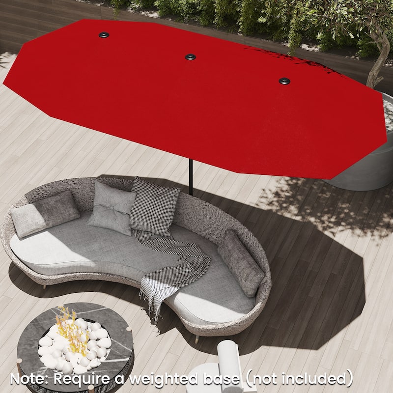 Polyester Double-Sided Patio Umbrella with Crank Handle