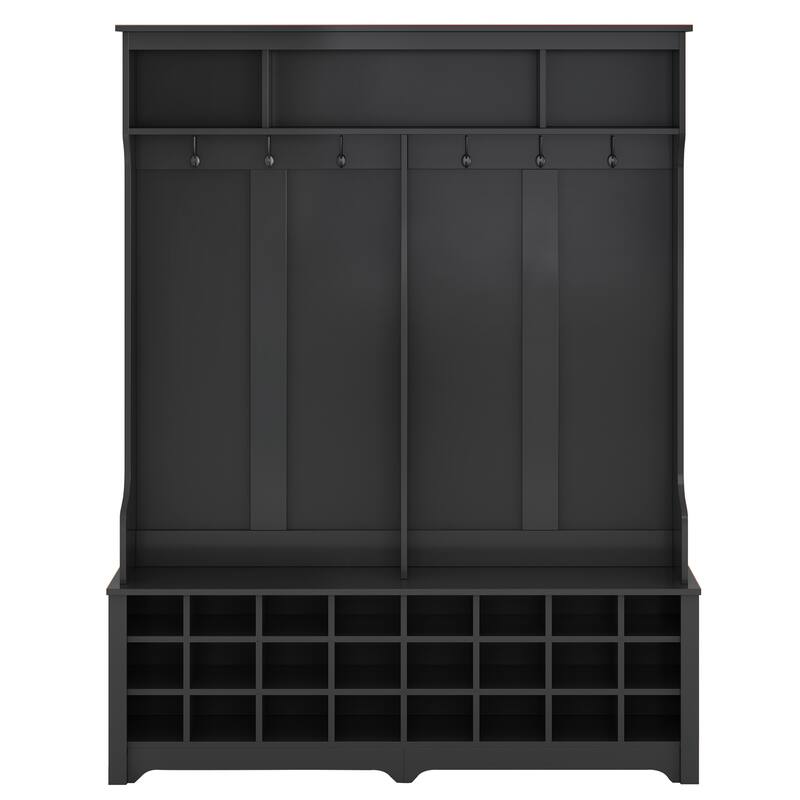 Hall Tree with Storage Space and 24 Shoe Cubbies