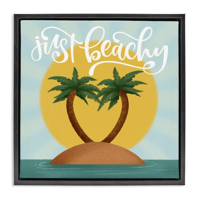 Stupell Just Beachy Tropical Island Framed Floater Canvas Wall Art Design By Sarah Hickman - 18 x 18 - Black