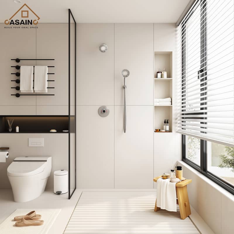 CASAINC 2-Spray 5 in. Shower Faucet Kit Wall Mounted Fixed and Handheld Dual Shower Heads 1.8 GPM - 5" x 5"