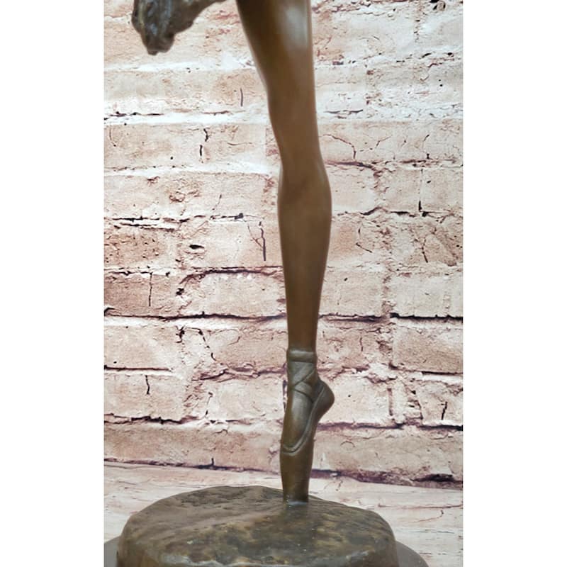 Arabesque Ballet Pose Ballerina Dancer Bronze Statue Sculpture On Marble Base