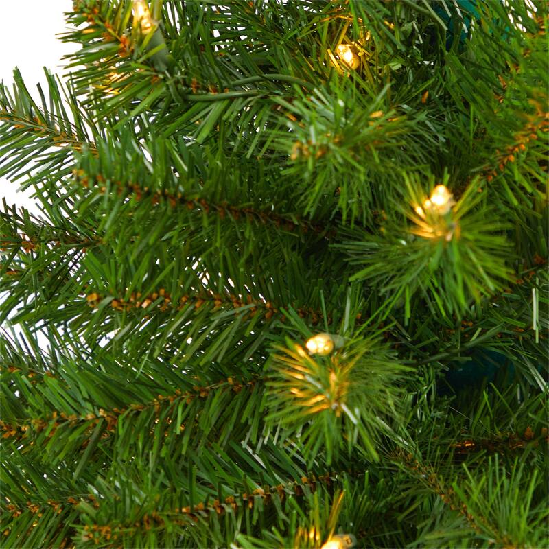 50" Artificial Christmas Tree with 100 Lights in White Metal Planter