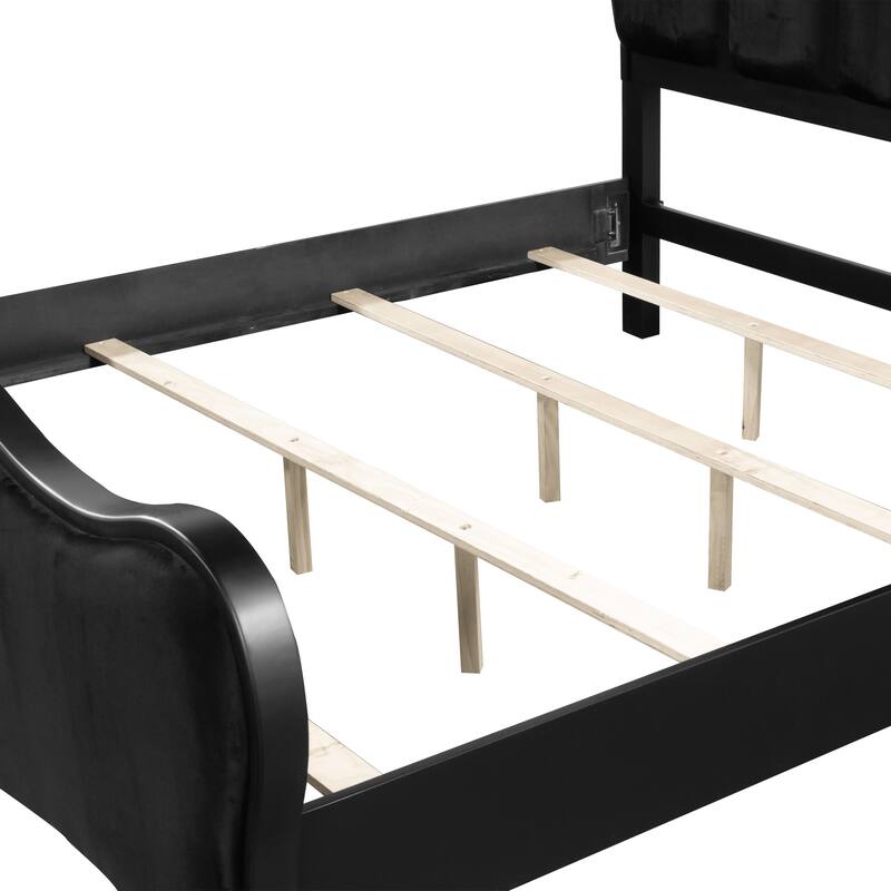 Furniture of America Seabliss Glam 4-Piece Black Solid Wood Panel Bedroom Set