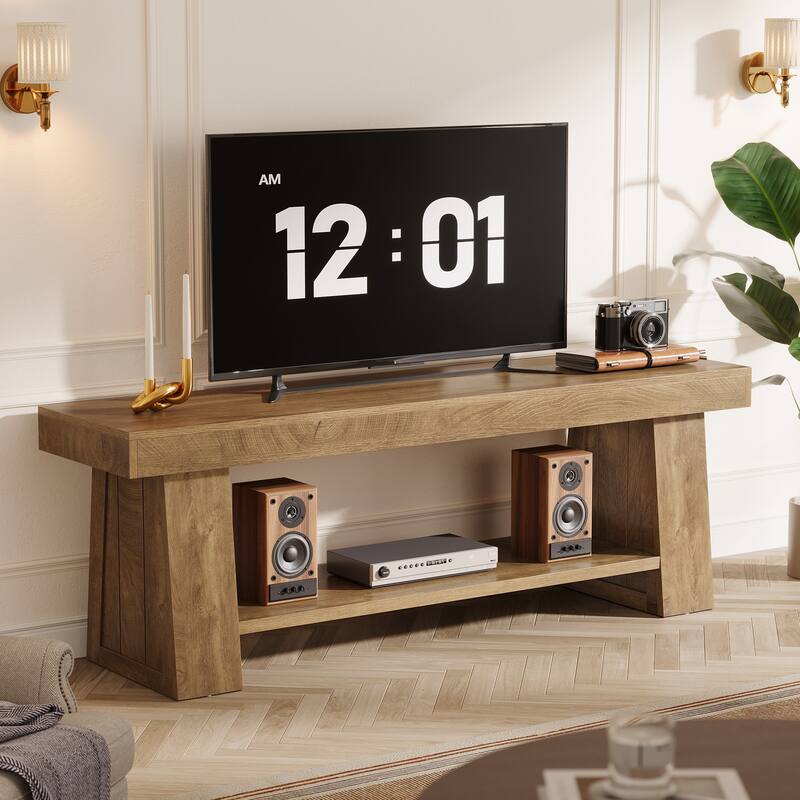 63" TV Stand for TVs up to 75 Inch, Entertainment Center with Storage Shelves, Media Television Stands for Living Room, Bedroom