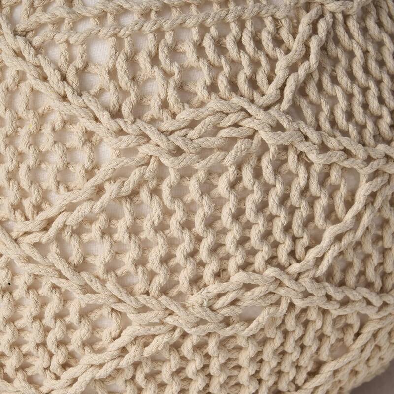 Charming Knitted Wool Pouf for Versatile Home Use and Cozy Ambiance