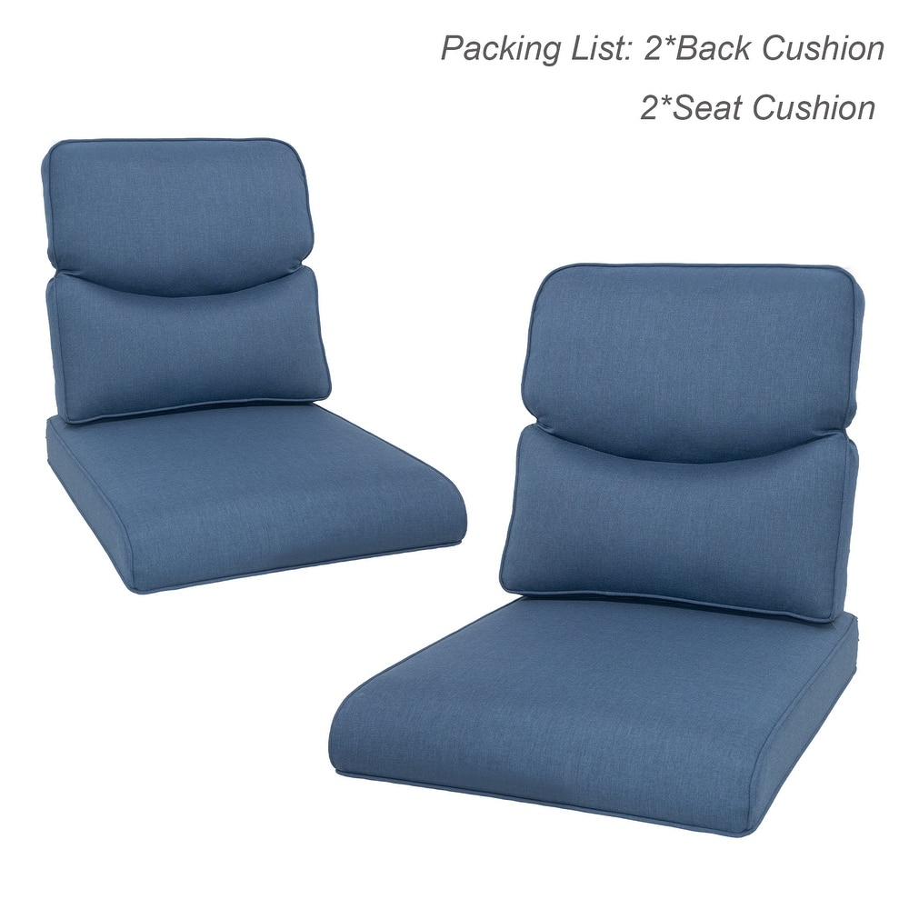 Outdoor Deep Seat Cushion Set For Garden Chair 25 x 22 Inch Cushions