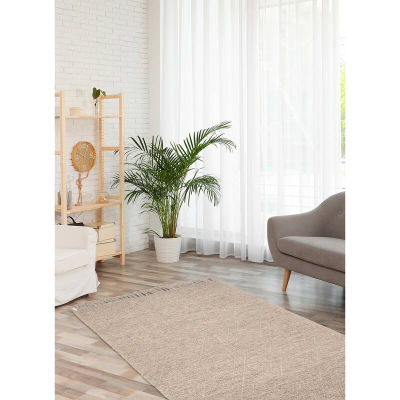 ECARPETGALLERY Braid weave Sienna Khaki Wool Rug - 5'0 x 7'9