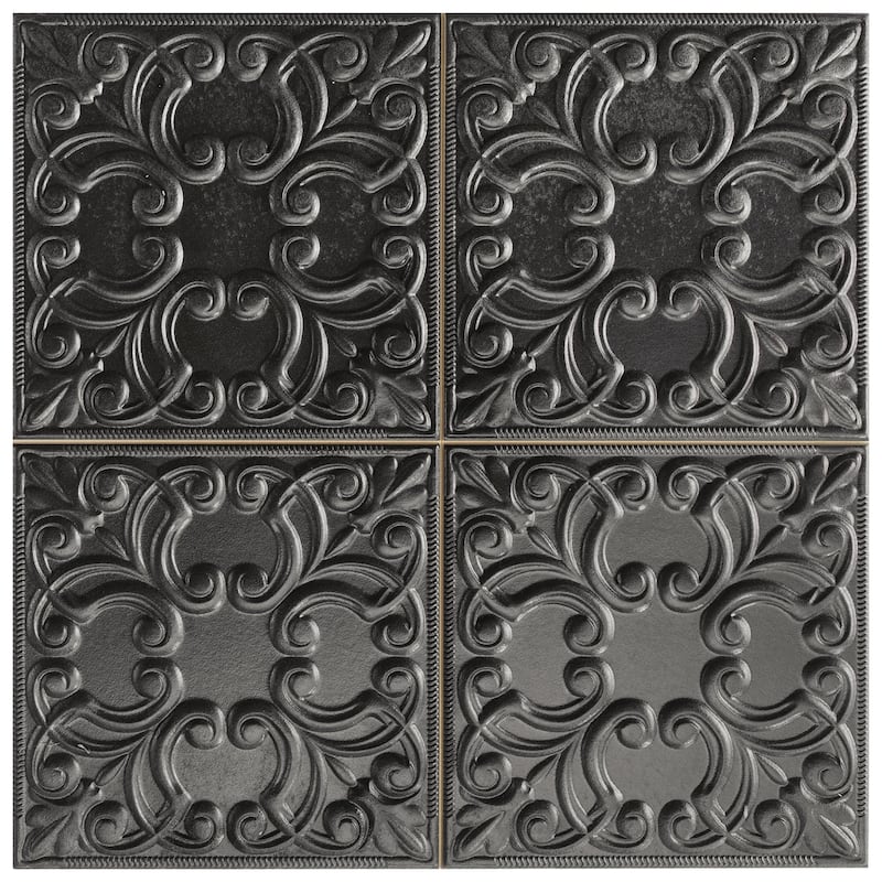 Merola Tile Victorian Tin Black 17-3/8" x 17-3/8" Porcelain Wall Tile
