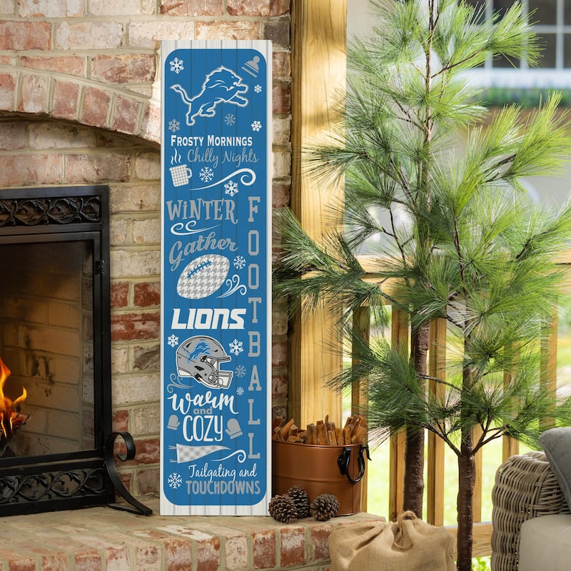 47" Double Sided Seasonal Porch Leaner, Detroit Lions - 47" x 11.25" - Winter