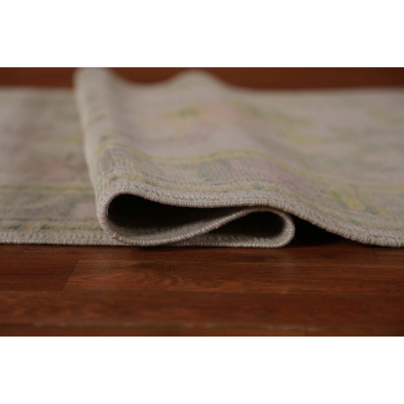 Hand Knotted Oriental 100% Wool Carpet Transitional Geometric Beige & Ivories Oushak Runner Rug - 15' 0'' X 3' 4''