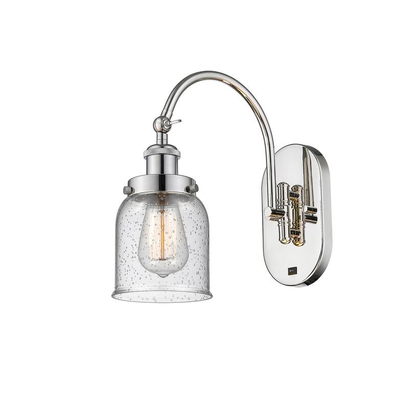 Innovations Lighting Franklin Restoration Bell - 1 Light 5" Sconce - Arm Swivels Side To Side - Polished Nickel/Seedy