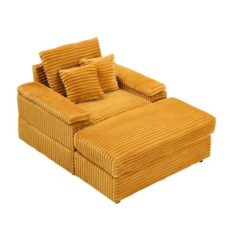 Corduroy Single Sofa Sets with 2 Throw Pillows and 500lb Weight Capacity