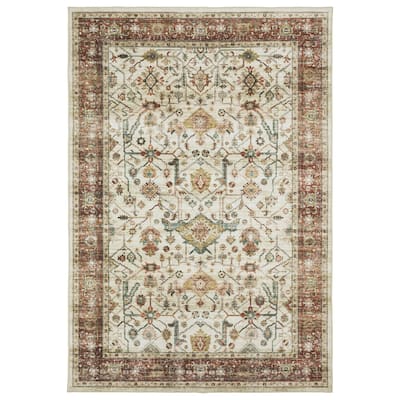 Vista Home Sunderland Vintage Bordered Machine Washable Area Rug Mat