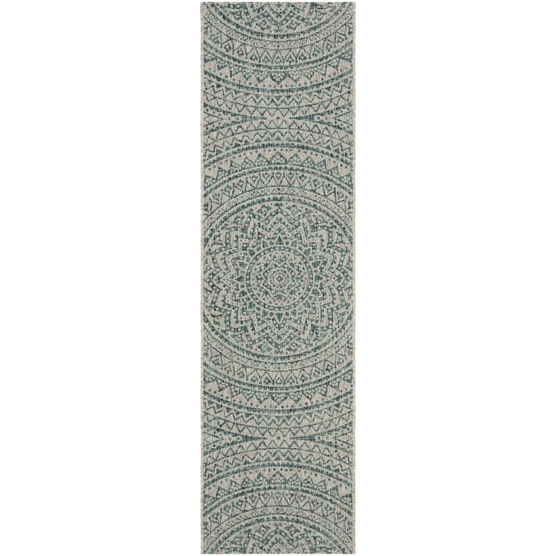 SAFAVIEH Courtyard Fran Mandala Indoor/ Outdoor Waterproof Patio Backyard Rug