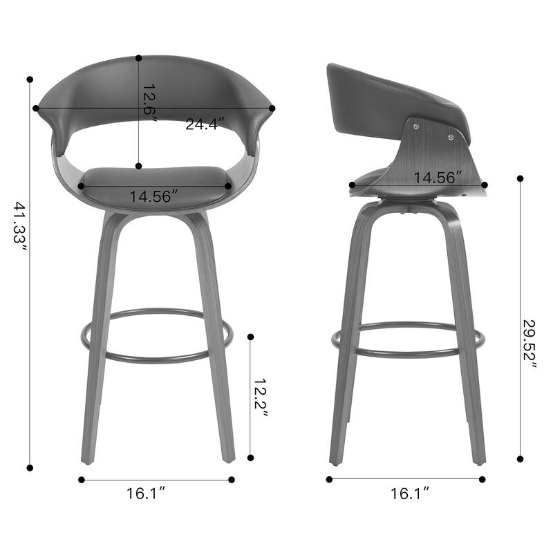 Beale Black Faux Leather Bar Stool with Walnut Wood Accent Legs