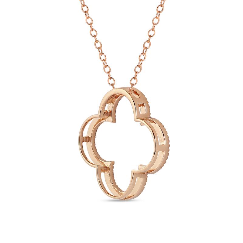 1/6ct - 1ct TDW Diamond 14K Gold Open Clover Pendant Necklace for Women