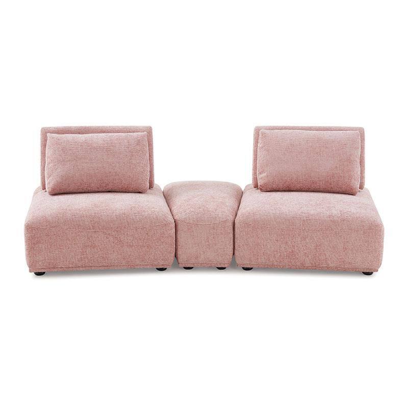 Stavan Modular Curved 2 Seater Sofa, Pink Boucle, Adjustable Back