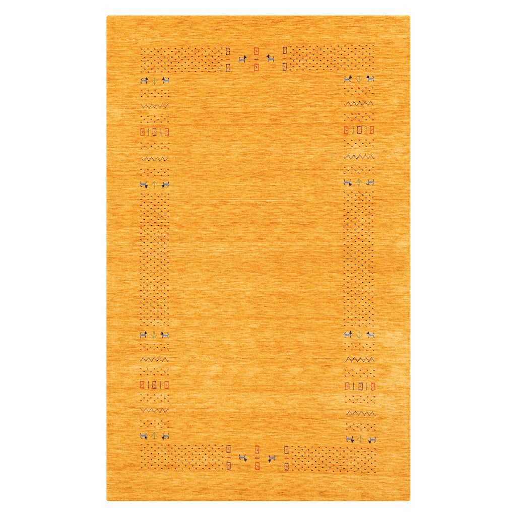 ECARPETGALLERY Hand Loomed Kashkuli Gabbeh Light Orange Wool Rug - 5'1 x 8'2
