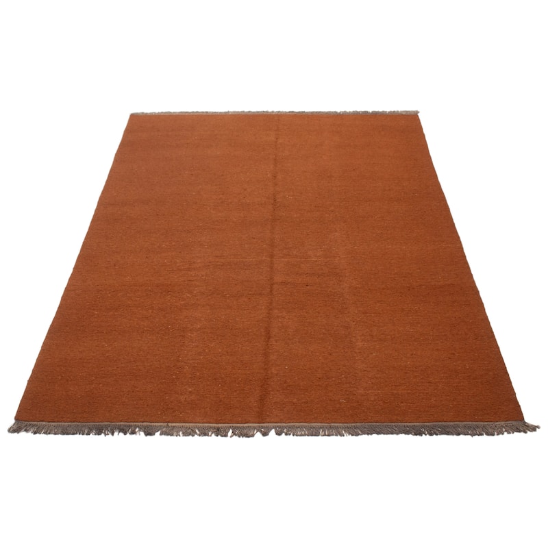 ECARPETGALLERY Flat-Weave Natural Brown Wool Tapestry Kilim - 6'8 x 9'10