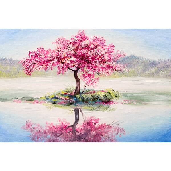 Shop Oil Painting Oriental Cherry Trees Printed Wall Mural 9 Ft