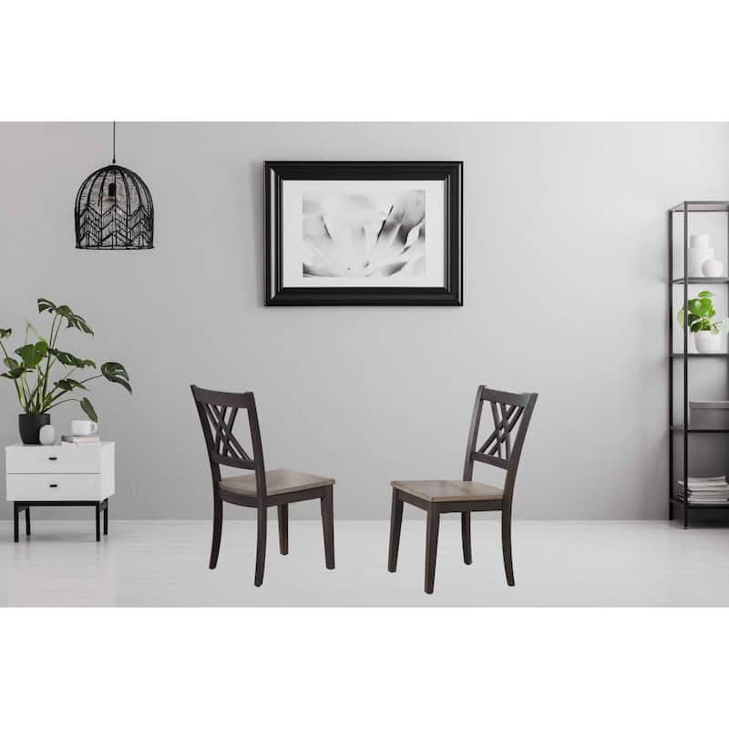 Double X-Back Antique Grey Dining Chair (set of 2) - Grey
