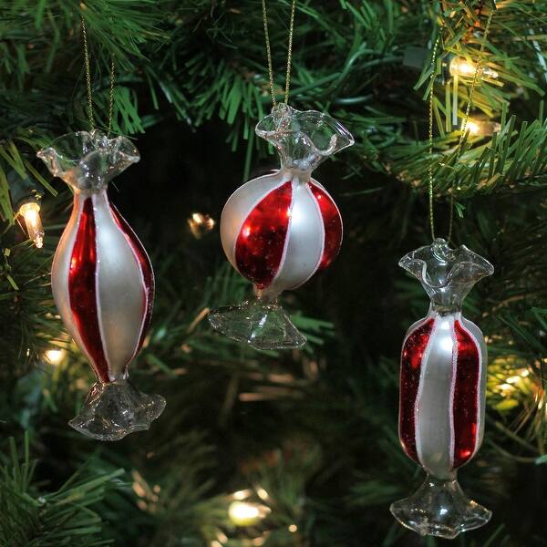 Shop 3ct Striped Red And White Candy Shaped Glass Christmas