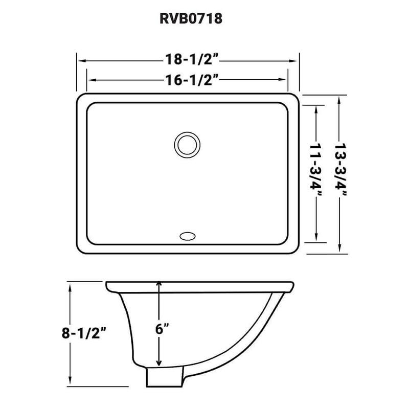 Ruvati 16 x 11-3/4 inch Undermount Bathroom Vanity Sink Biscuit Porcelain Ceramic - RVB0718BC