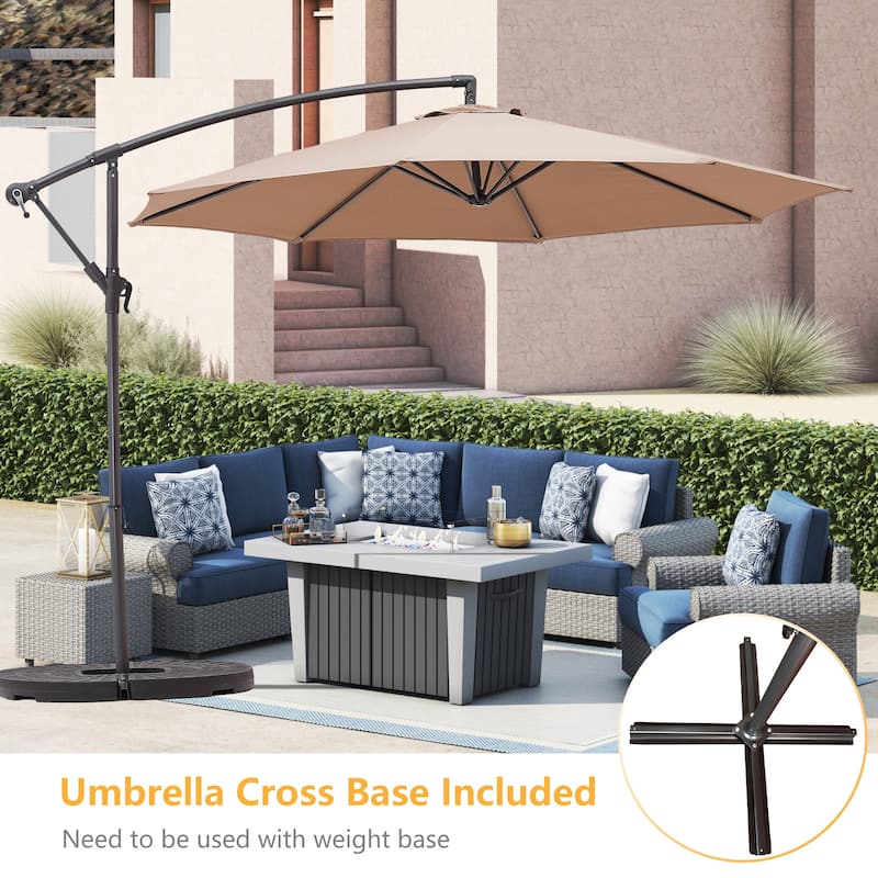 Clihome 10Ft Outdoor Crank Cantilever Patio Umbrella Without Base