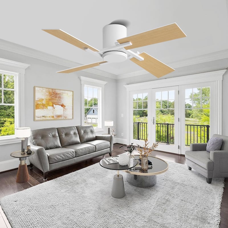 48Inch 4 Two-color Fan Blades Dc Motor Indoor Ceiling Fan With Remote