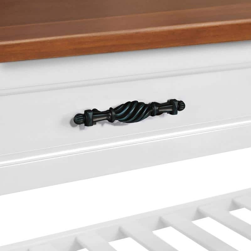 Vintage-Inspired Pine Console Table - Two-Tier Open Shelf Design for Living Spaces‌.