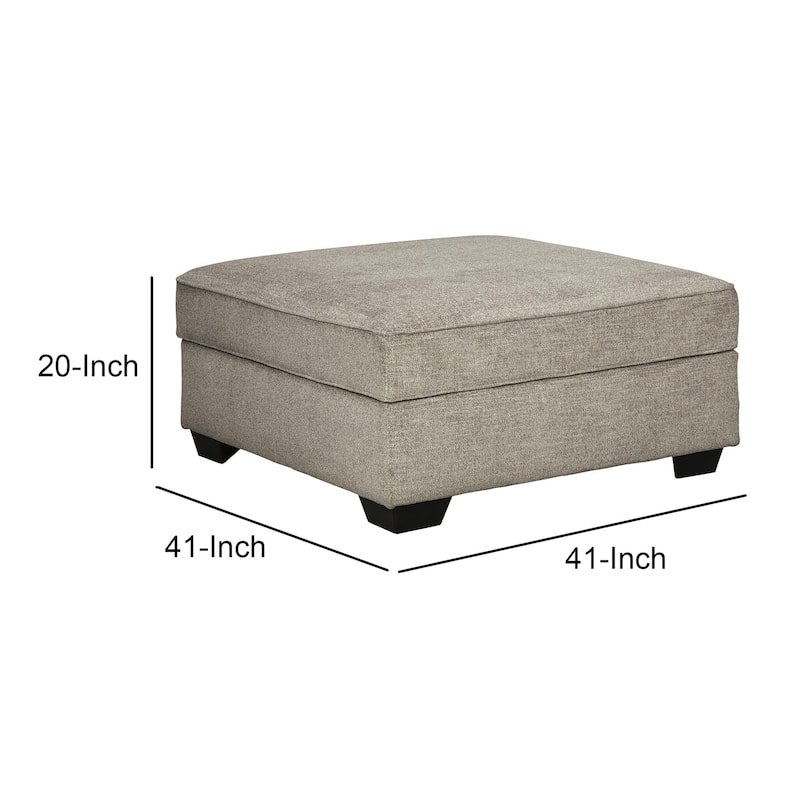 Wooden Ottoman with Hidden Storage and Tapered Block Legs, Gray