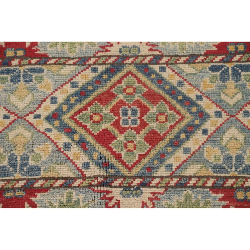 Striped Kazak Oriental Area Rug Hand-Knotted Wool Carpet - 9'10"x 13'2"