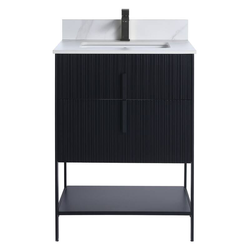 Fine Fixtures Serenity Modern Bathroom Vanity with White Carrara Stone Top