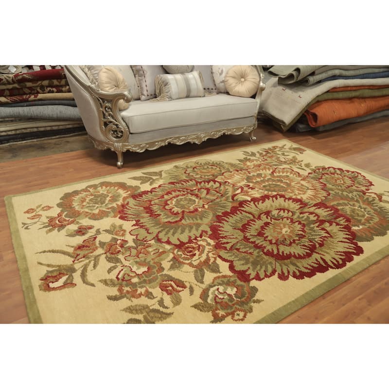 All-Over Floral Indian Area Rug 6x10 - 10' 1'' X 6' 5''