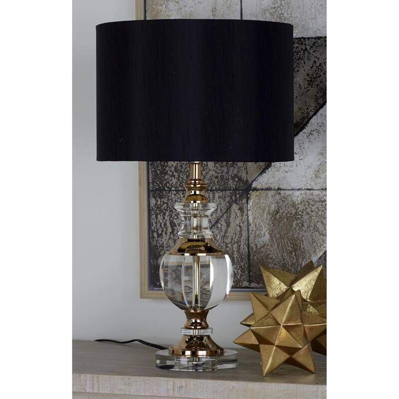 Crystal Room Table or Buffet Lamp with Black Shade and Gold Accents - Black or Gold - Roche River Decor