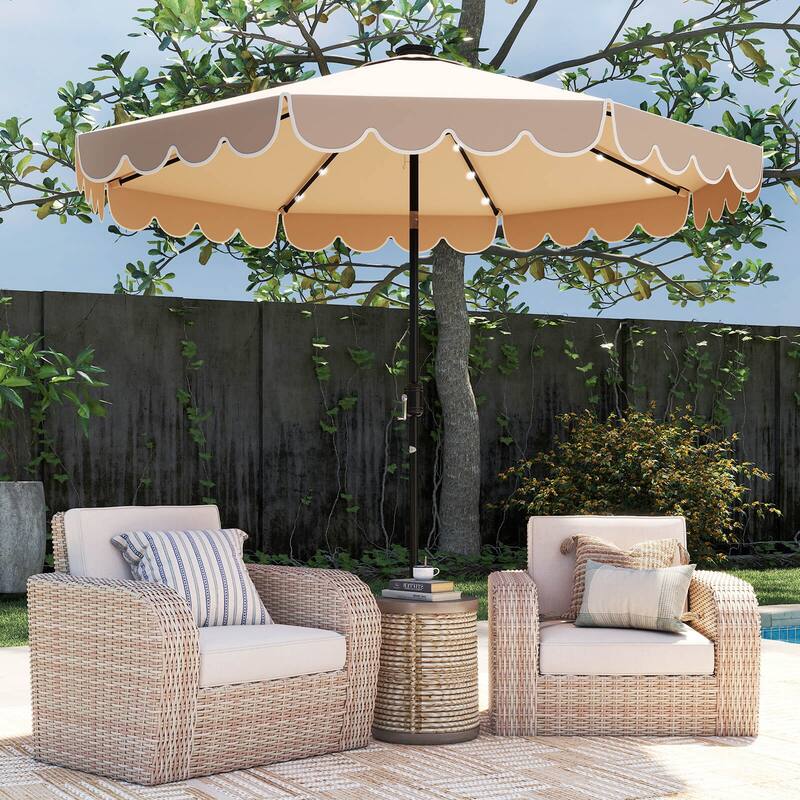 Costway 10 FT Solar Patio Umbrella with 24 LED Lights 8 Ribs & Tilt