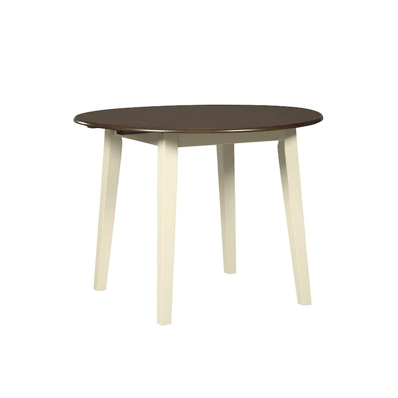 Signature Design By Ashley Woodanville White/ Brown Drop-leaf Round Table