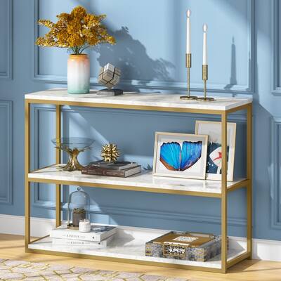 3-Tier Gold Console Table, Modern Entry Table for Entryway, Hallway