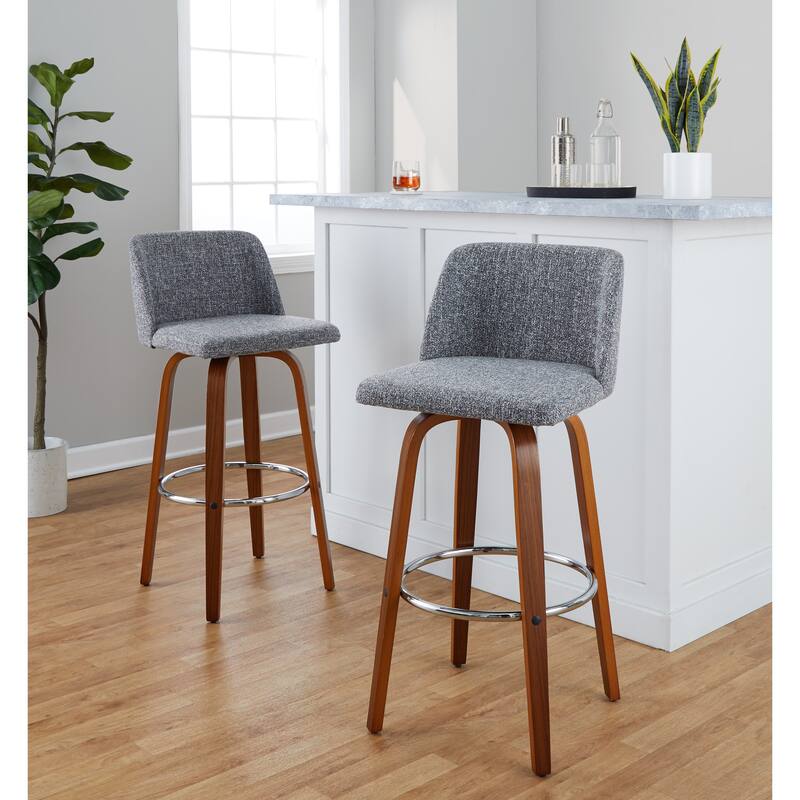 Carson Carrington Vallberga 30" Fixed-Height Bar Stool with Walnut Wood Base (Set of 2)