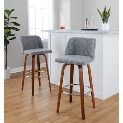 Carson Carrington Vallberga 30" Fixed-Height Bar Stool with Walnut Wood Base (Set of 2)