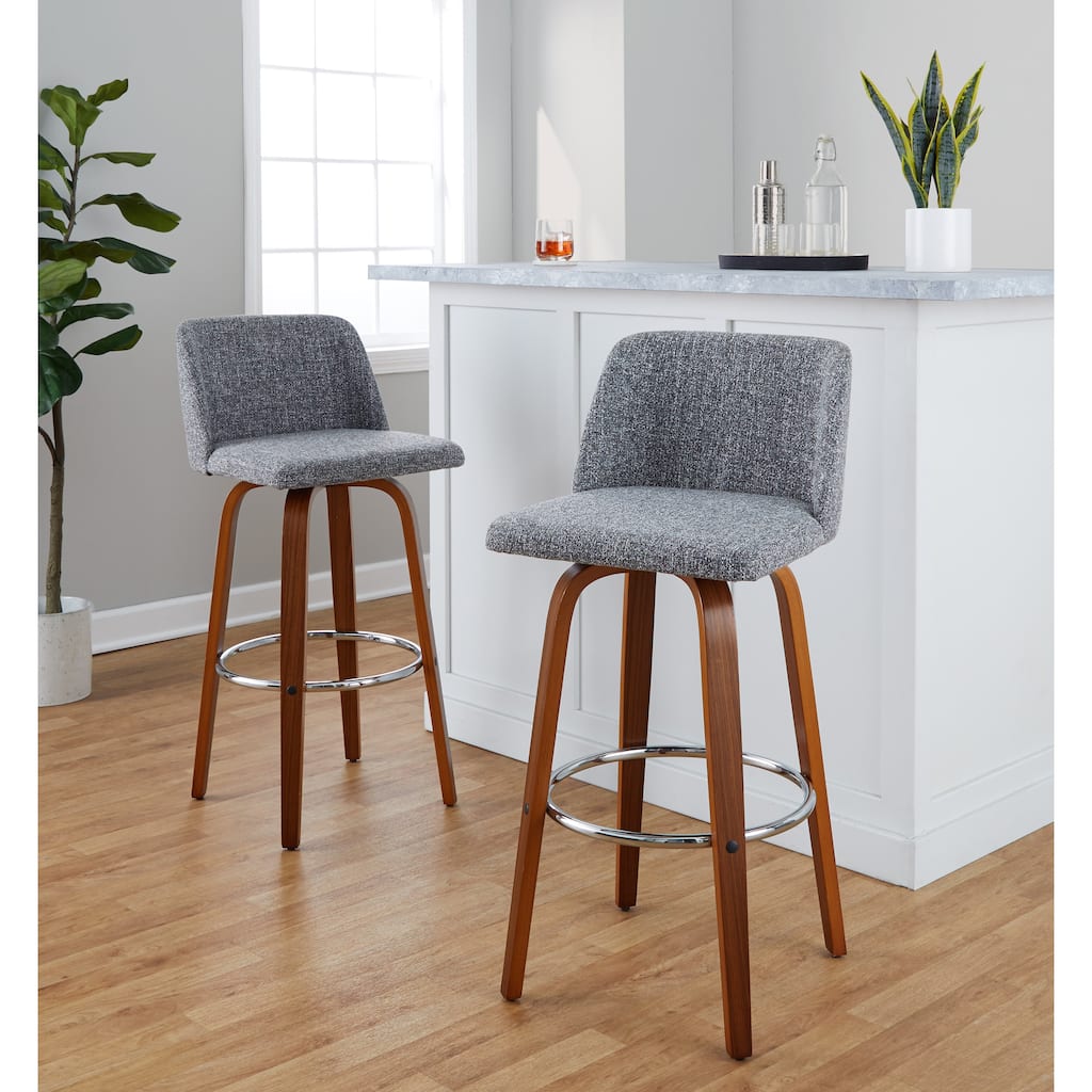 Carson Carrington Vallberga 30" Fixed-Height Bar Stool with Walnut Wood Base (Set of 2)
