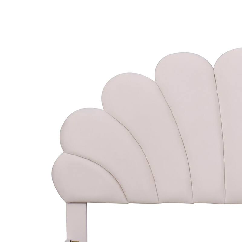 Stylish Unique Velvet Upholstered Platform Bed Frame with Flower-Shaped Headboard