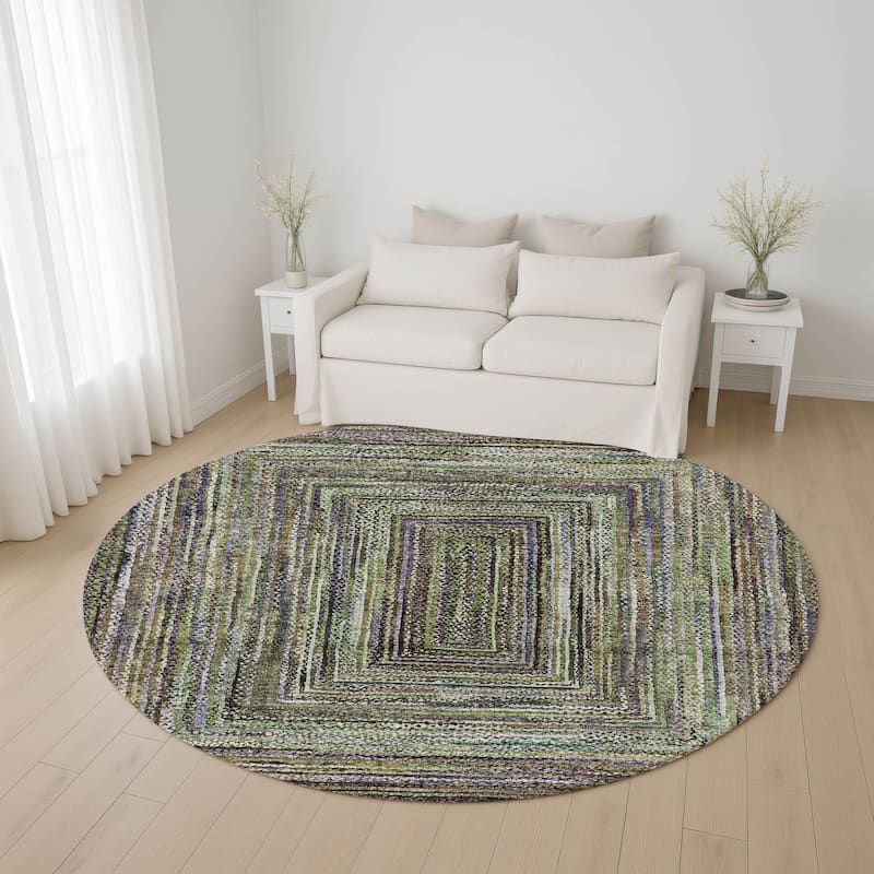 Premium Washable Super Soft Modern Dimensions Mayfield Rug - Olive - 8' x 8'