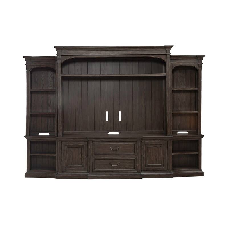 Paradise Valley Saddle Brown TV Entertainment Center with Optional Piers Shelves