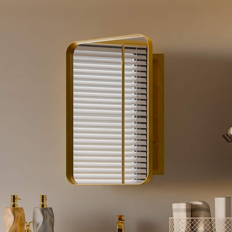 20x30 Inch Recessed Metal Framed Medicine Cabinet with Mirror and Adjustable Shelves Black Wall Mirror with Storage