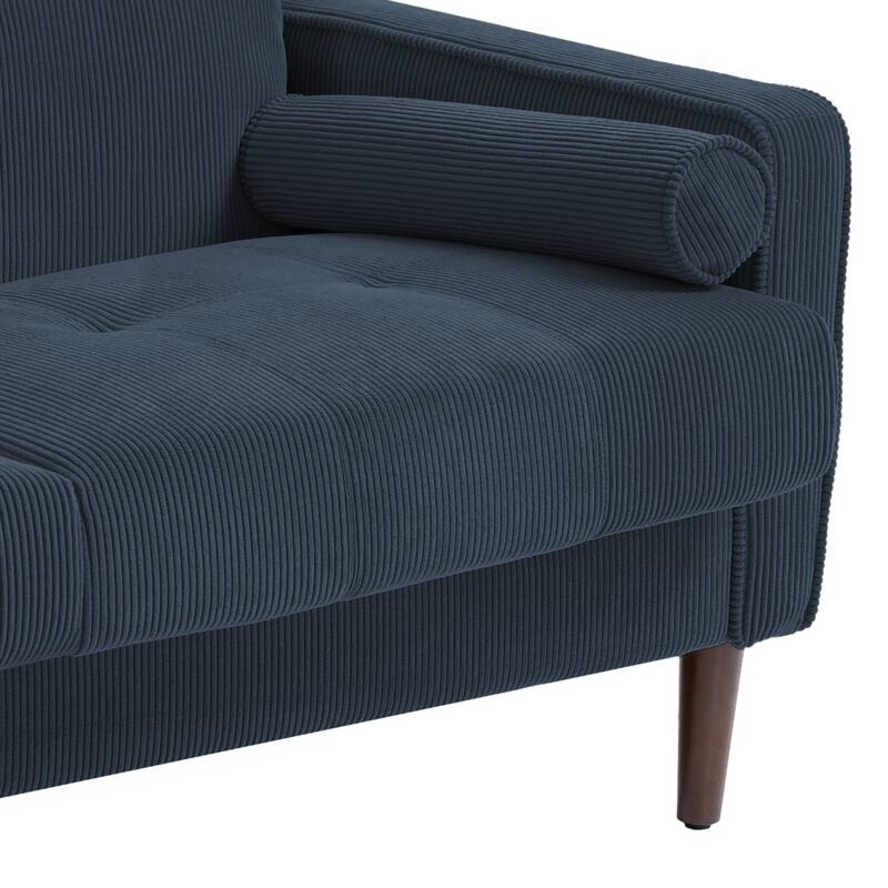 Corduroy 61.9" Loveseat Sofa Square Armrests