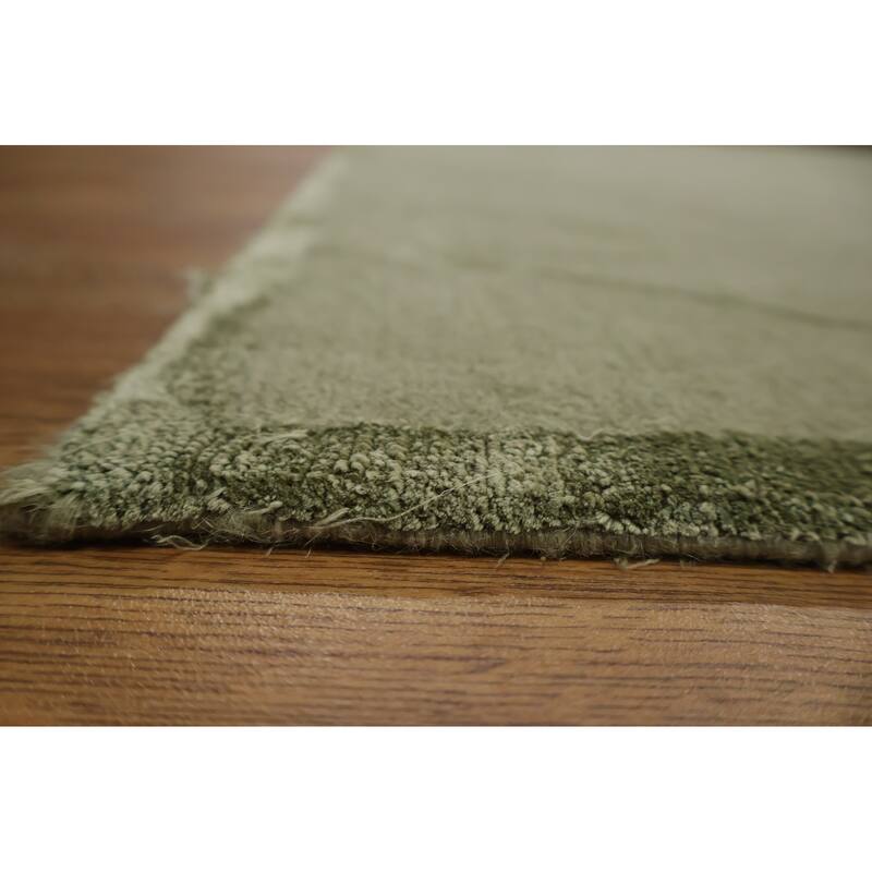 Hand Knotted Oriental 100% Wool Carpet Modern Abstract Green Nepalese Area Rug - 8' 11'' X 6' 4''
